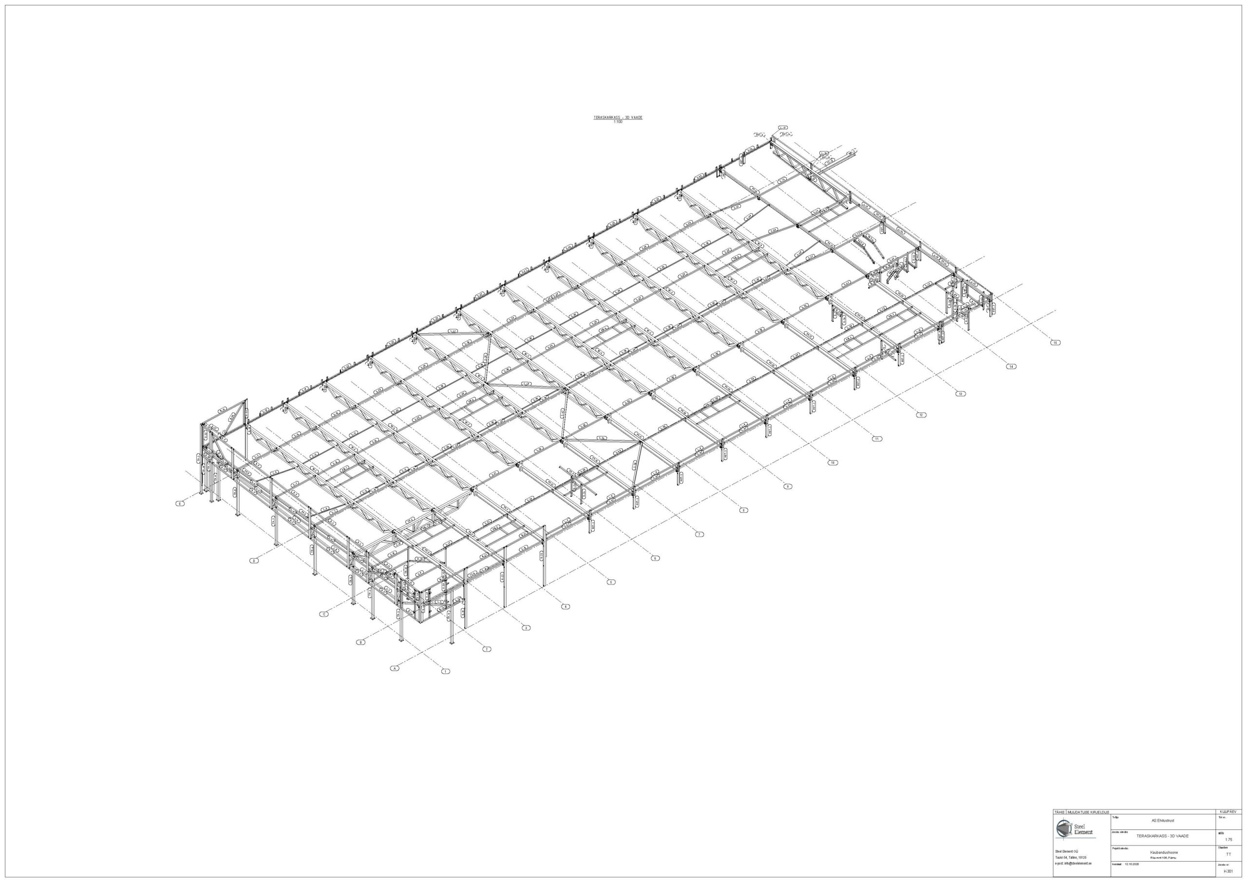 Lidl kauplus Pärnu — teraskarkass 3D vaade
