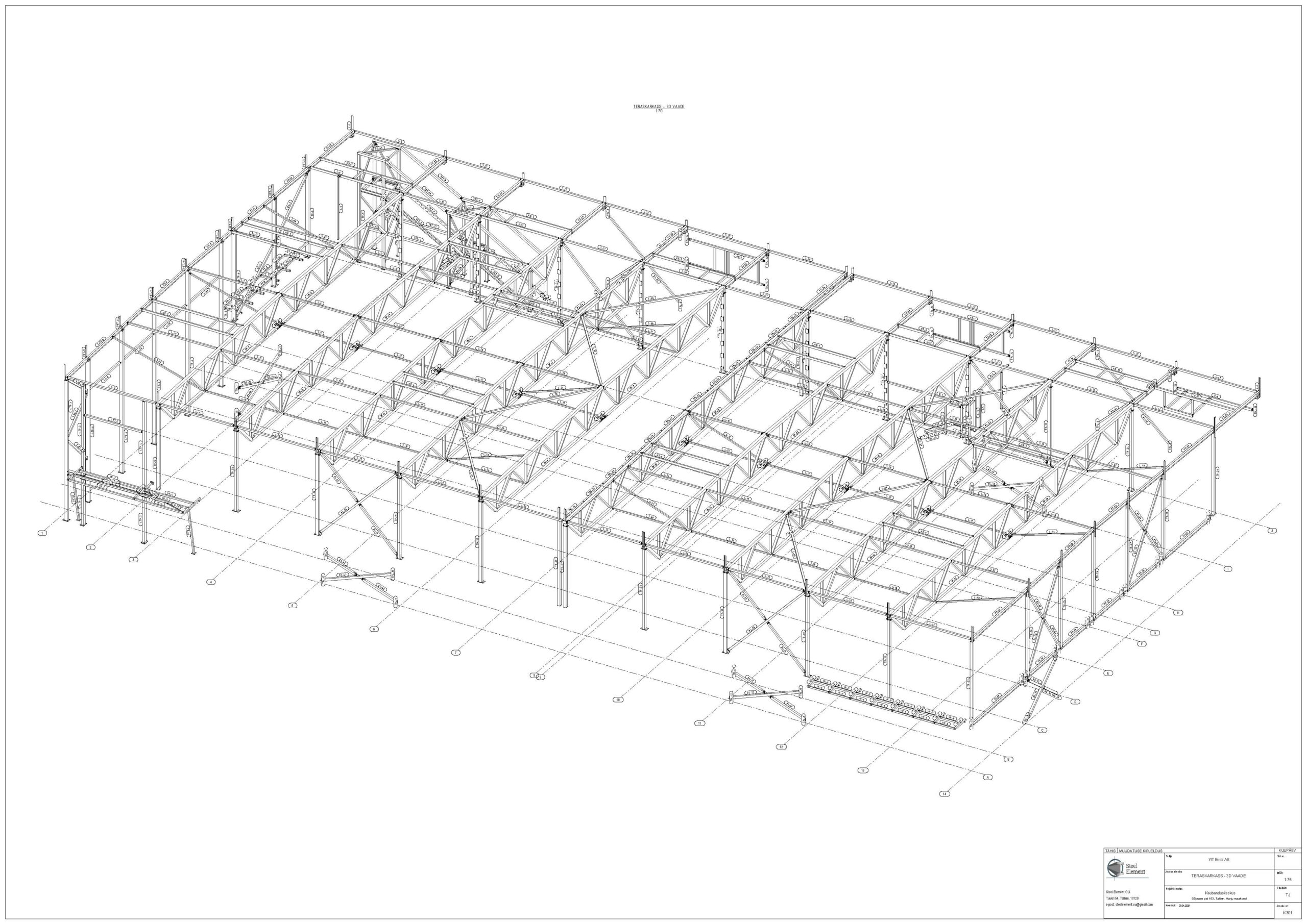 Lidl kauplus Sõpruse pst 153 Tallinn — teraskarkass 3D vaade